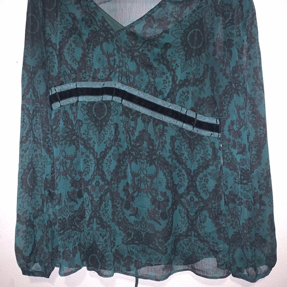 Vintage motherhood emerald green & black blouse - Picture 4 of 8